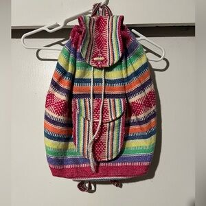 Vibrant Multicolor Striped Woven Women's Backpack